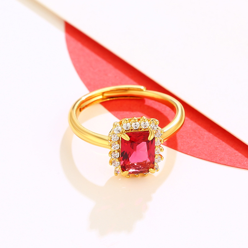 Xuping joyería nuevo lujo transfronterizo esmeralda artificial anillo de color Bao mujer joyería ajustable al por mayor
