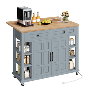 Foreign Trade Best-Selling Panel Island Modern Simple Cross-Border Amazon Kitchen Storage Kitchen Cart with Storage Rack