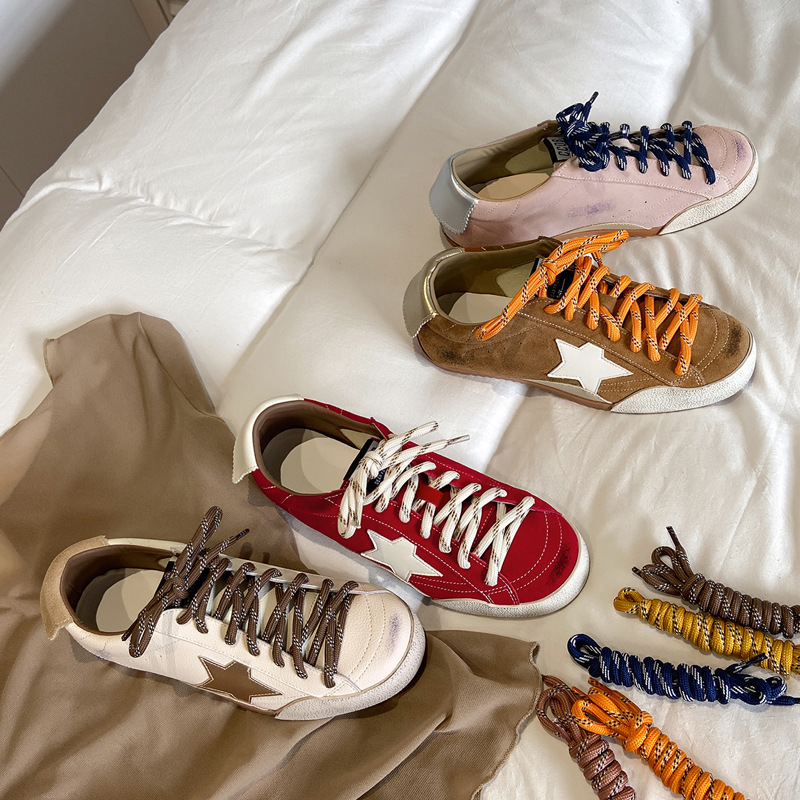 Genuine Leather Retro Moral Training Shoes for Women 2025 New Round-Toe Lace-Up Versatile Casual Sports Shoes Height-Increasing Star Small Dirty Shoes