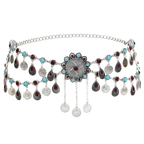 New ethnic style belly dance dance waist chain tassel flower butterfly accessories drop-shaped pendant trend belt