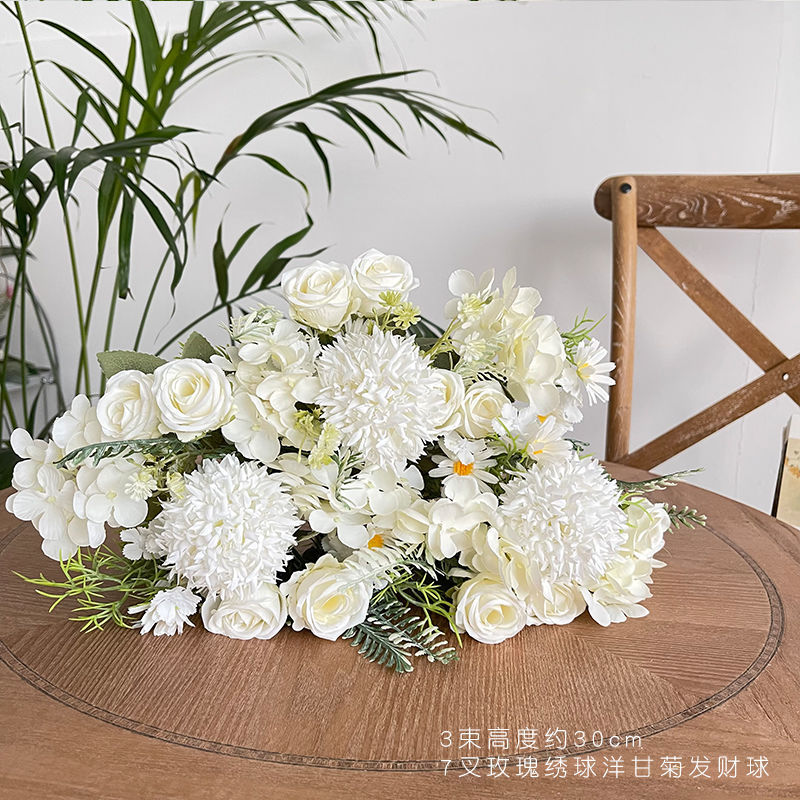 ！玫瑰绣球花花假花客厅餐桌装饰摆设塑料花拍照道具套装|undefined