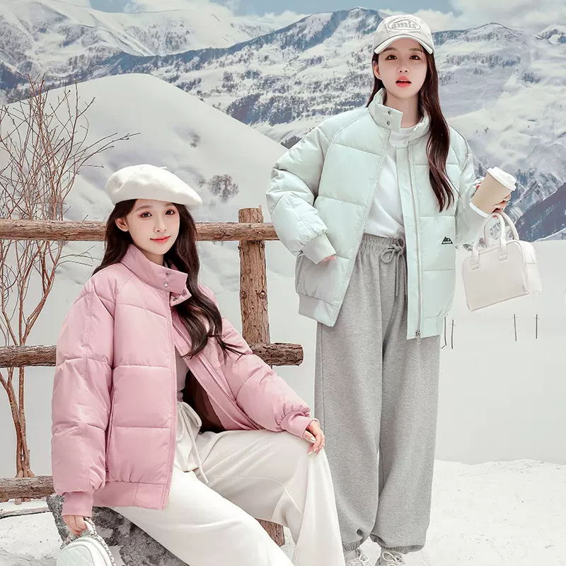 2024冬季新款棉服外套短款宽松韩版女学生加厚棉袄立领棉衣面包服