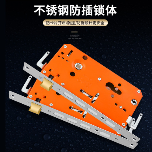 Anti-theft door lock, household universal old-fashioned handle entry door lock, stainless steel handle mechanical door lock set