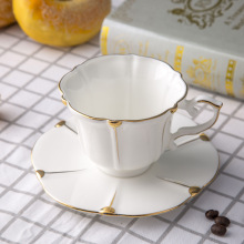 鎏金骨瓷咖啡杯碟欧式下午茶杯简约咖啡杯花茶杯创意中秋茶具批发