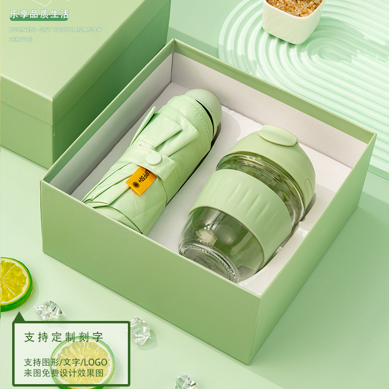 Temporada de graduación, pequeño ventilador creativo, caja de regalo de paraguas, actividades prácticas, la empresa envía a los clientes, los empleados, trajes de negocios, recuerdos