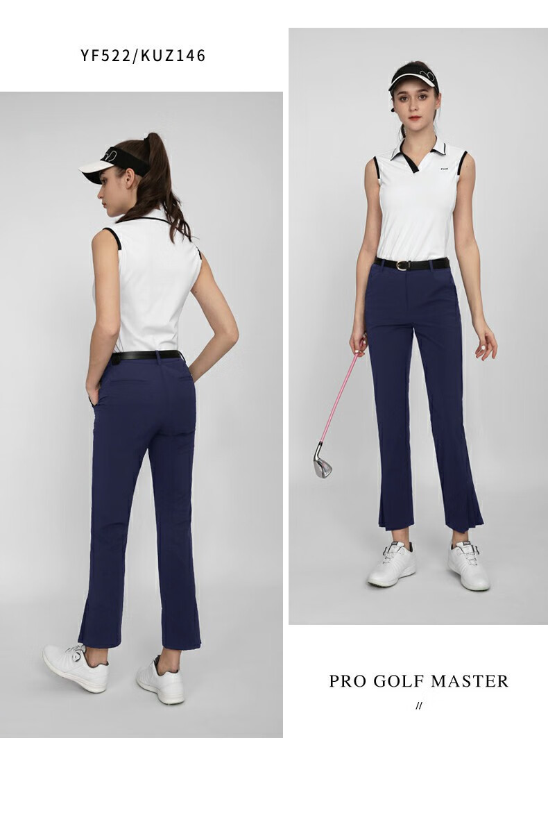Quần golf nữ dài tôn dáng xếp ly thoáng khí nhanh khô PGM — KUZ146-Kaki, KUZ146-màu trắng, KUZ146-màu xanh nước biển chi tiết 7