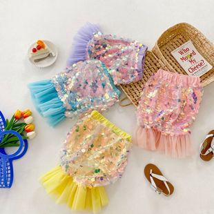 童裝新款兒童美人魚裝扮亮片公主裙兒童半身裙魚尾裙女寶寶網紗裙