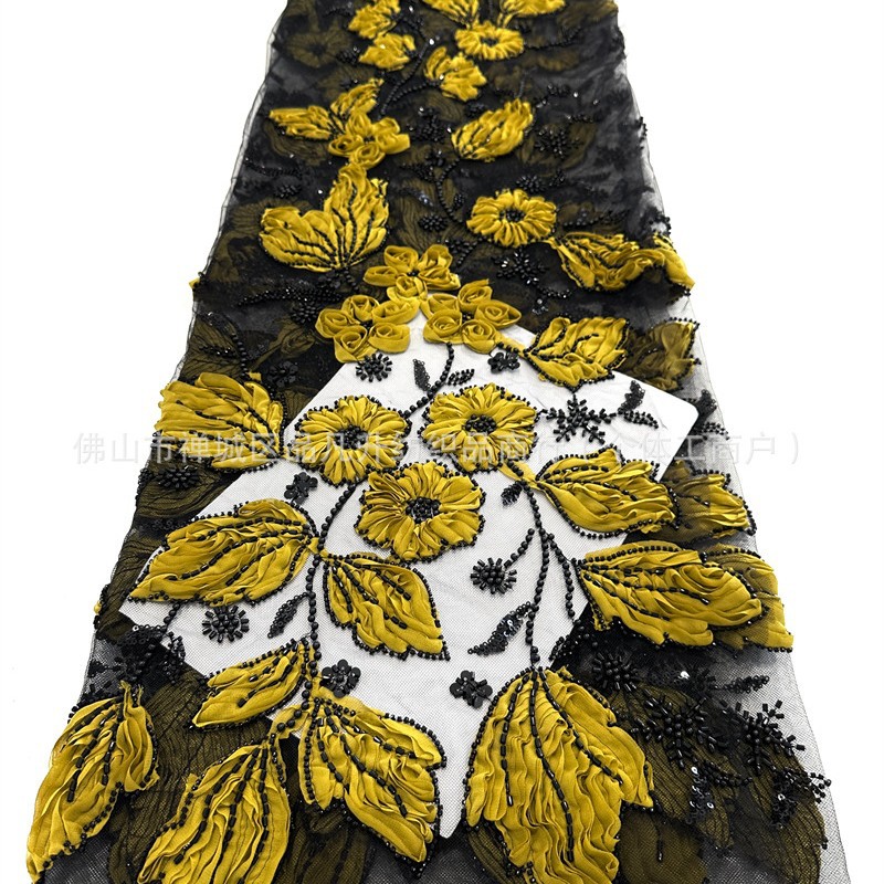 Tubo de cuentas con tela de flor de encaje fresco y hermoso vestido de novia de alta calidad cena falda de baile vestido tela