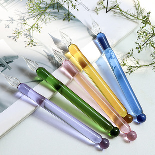 Internet Celebrity New Glass Dip Pen Single Signature Pen for Students Colorful Transparent Glass Dip Pen Gift Pen