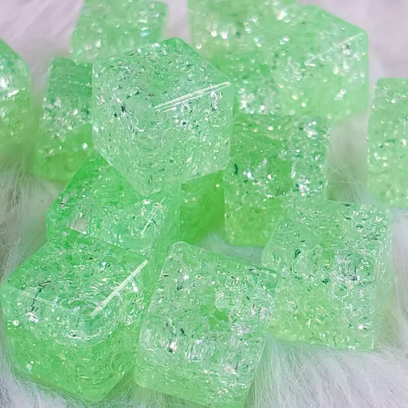 18mm爆花水晶仿真平面冰块方块DIY手工饰品配件材料彩色爆花冰裂|undefined