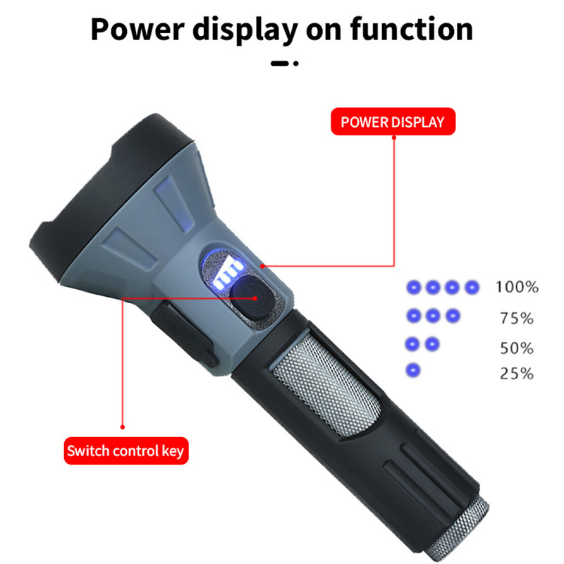Linterna de foco fijo transfronterizo linterna recargable USB foco portátil de largo alcance Medición de mazorca reflector linterna de salida