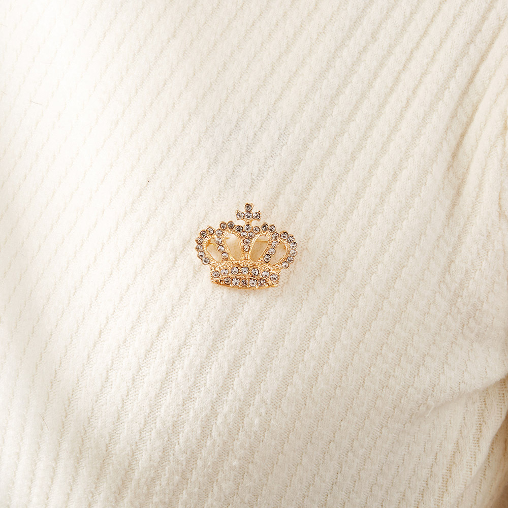 Nieuwe luxe elegante kroonbroche, hoogwaardige damesbroche van legering met strasssteentjes, accessoire voor pakken, jassen en mantels._voghion.com