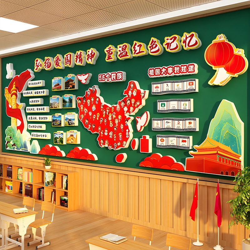 幼儿园环创爱国庆节氛围布置装饰红色主题文化墙贴祖国大事我知道|undefined