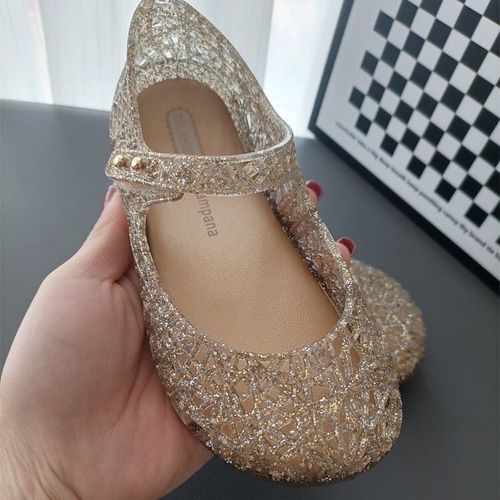 2024 Melissa Summer Children's Shoes Princess Shoes Children's Crocs Bird's Nest Hollow Soft Sole Jelly Shoes Girls Sandals