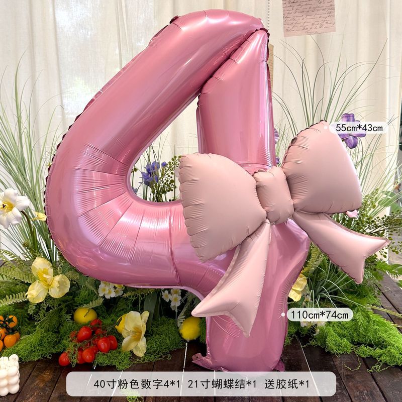 40インチのピンクの蝶結びの数字の風船の赤ちゃんの1歳のパーティーは女の子の誕生日の簡単な配置の道具を飾ります。|undefined