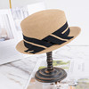 Huaqiao spring and summer new leisure versatile striped sticker fine grass hat ladies shade short eaves flat -top small hat