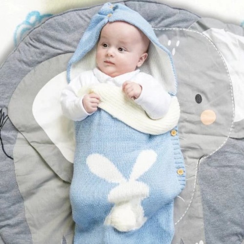 Factory Supply Instagram Style Summer New Arrival European and American Solid Color Baby Sleep Bag Knitted Rabbit Button Sleep Bag Wholesale