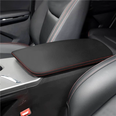 Plus Armrest Box Protective Cover: Armrest box pad - 24-25-changan-x5plus-black-leather-with-red-line-unlabeled-armrest-box-cover