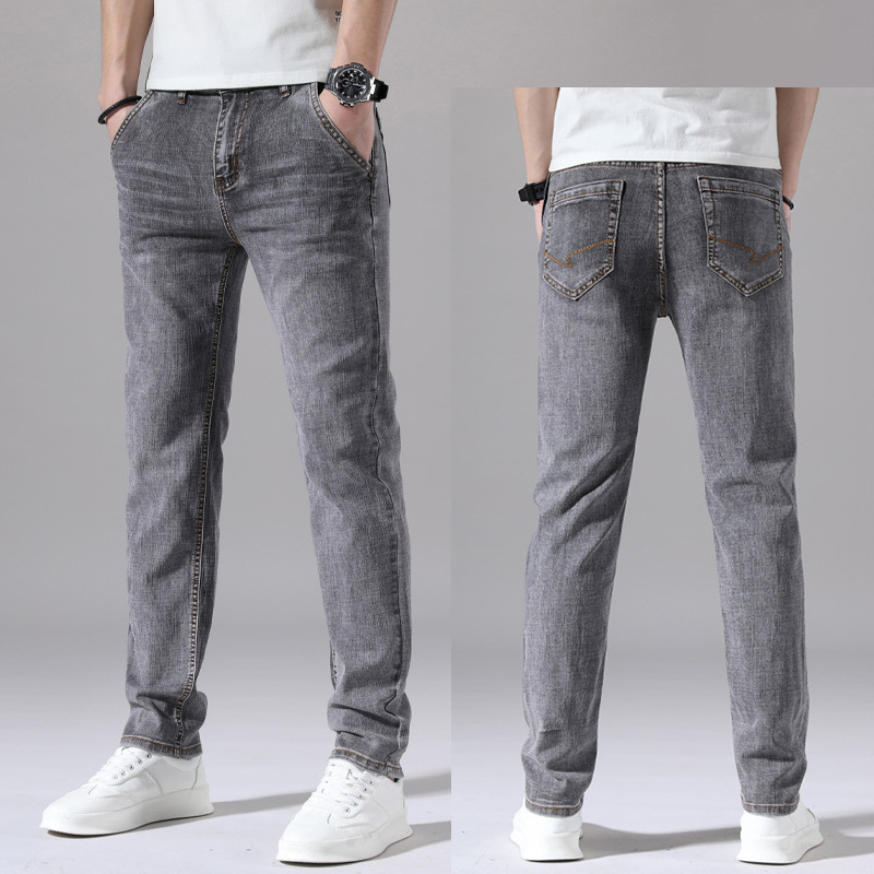 Pantalones vaqueros de los hombres Primavera y cuatro estaciones moda Slim straight stretch coreano casual boutique