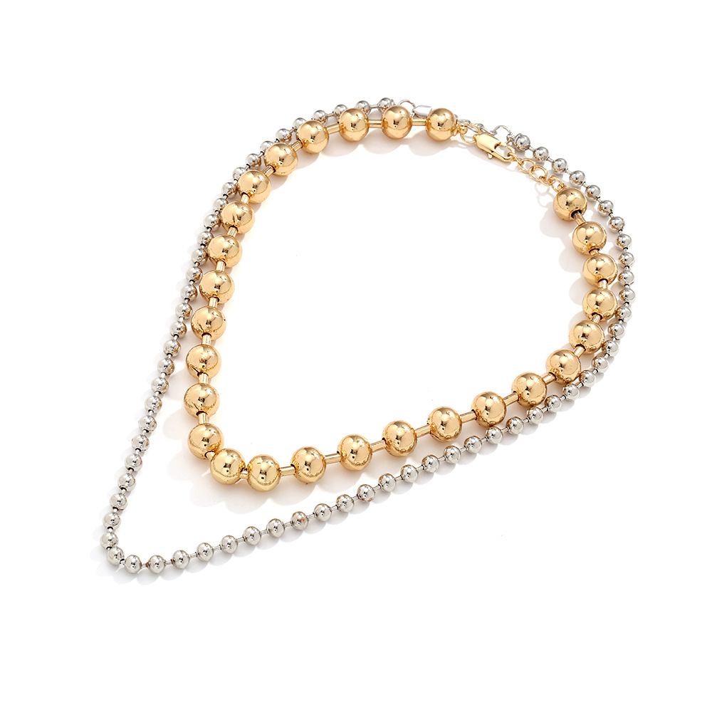Street, Bar Occasion Simple Style Streetwear Geometric Iron Ball Chain Beaded Necklaces Wholesale
