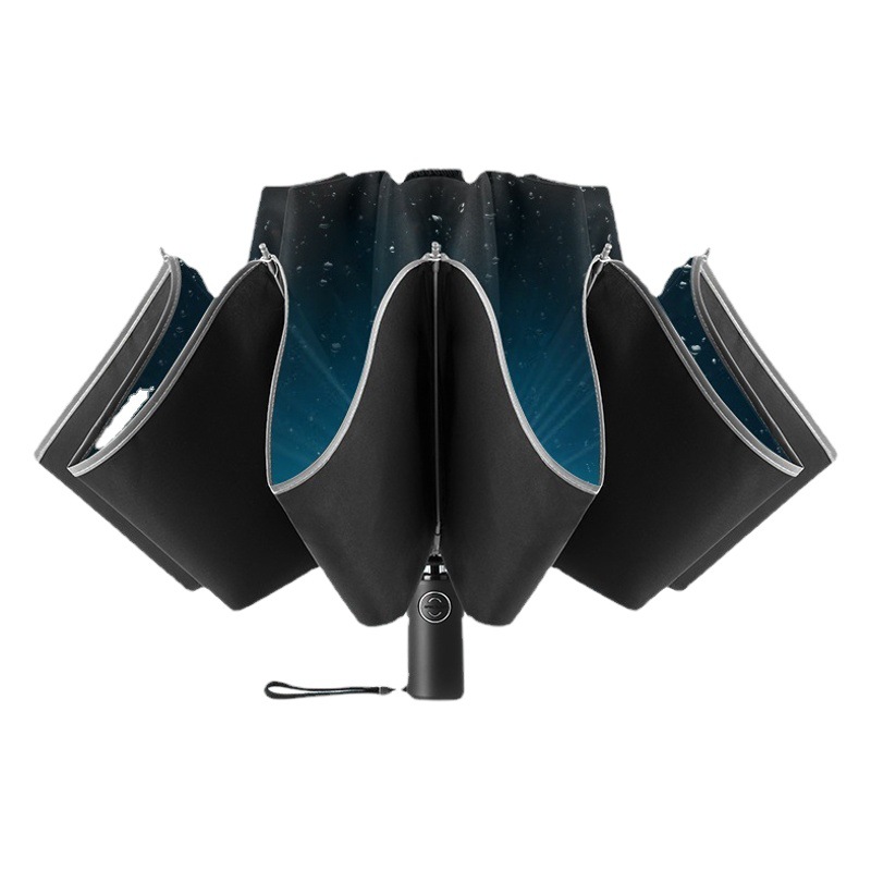 Paraguas reverso de linterna Paraguas automático paraguas reflectante paraguas de negocios pegamento negro paraguas anti-DDoS paraguas de sol al por mayor