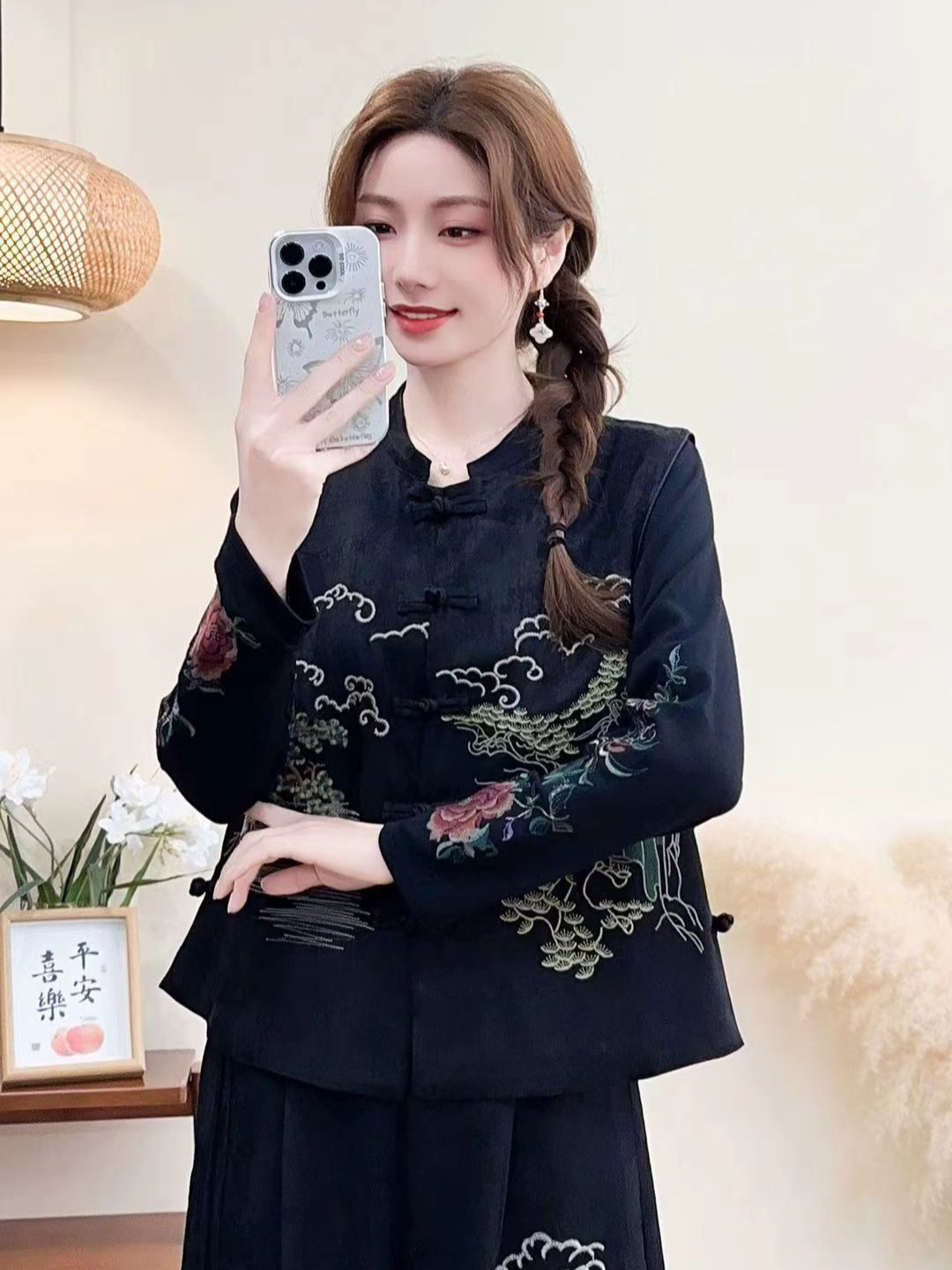 25 otoño nuevo estilo suelto damas cuello casual bordado paisaje estilo nacional cinturón de hombro hebilla chaleco sin mangas