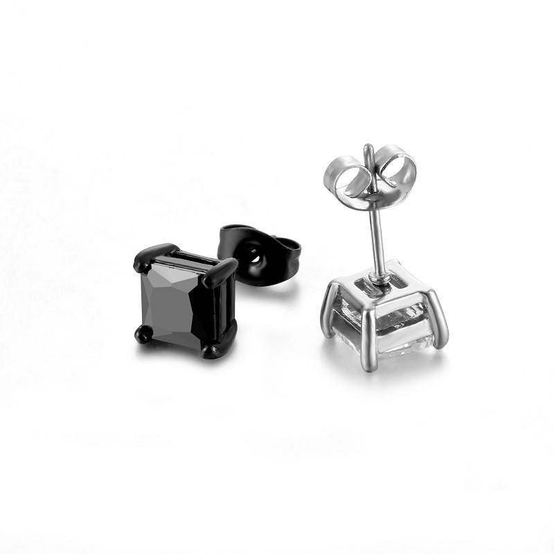 Simple Style Geometric Stainless Steel Zircon Ear Studs 1 Piece display picture 3