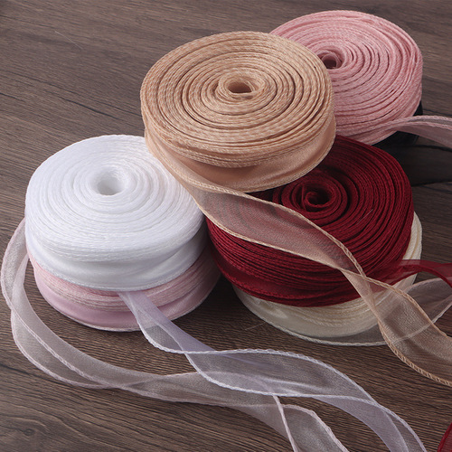 Floral ribbon flower shop DIY bouquet material Korean version 4cm wavy ribbon flower gift packaging fishtail gauze ribbon