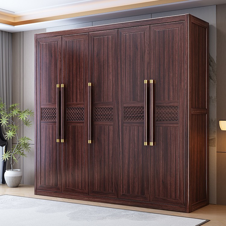 Nuevo armario de madera de ébano de estilo chino, moderno y simple, hogar, apartamento grande y pequeño, armario del dormitorio principal de almacenamiento y almacenamiento