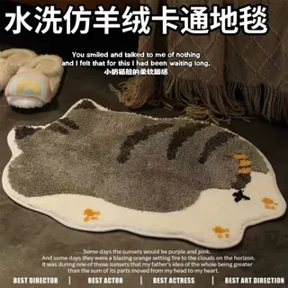 卡通仿羊绒浴室门口防滑吸水地毯卧室进门防滑加厚耐脏脚踩地垫子