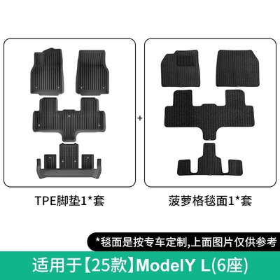 Modelə uyğun ayaqaltı – Tpe Floor Mats - 25-tesla-model-yl-double-layer-six-seaterpineapple-grid-floor-mats-w250010942