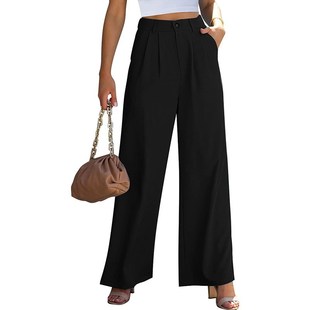 Amazon Commuting Drape Slim Pocket High Waisted Wide Leg Pants Versatile with Belt Wide Leg Casual Suit Pants for Women