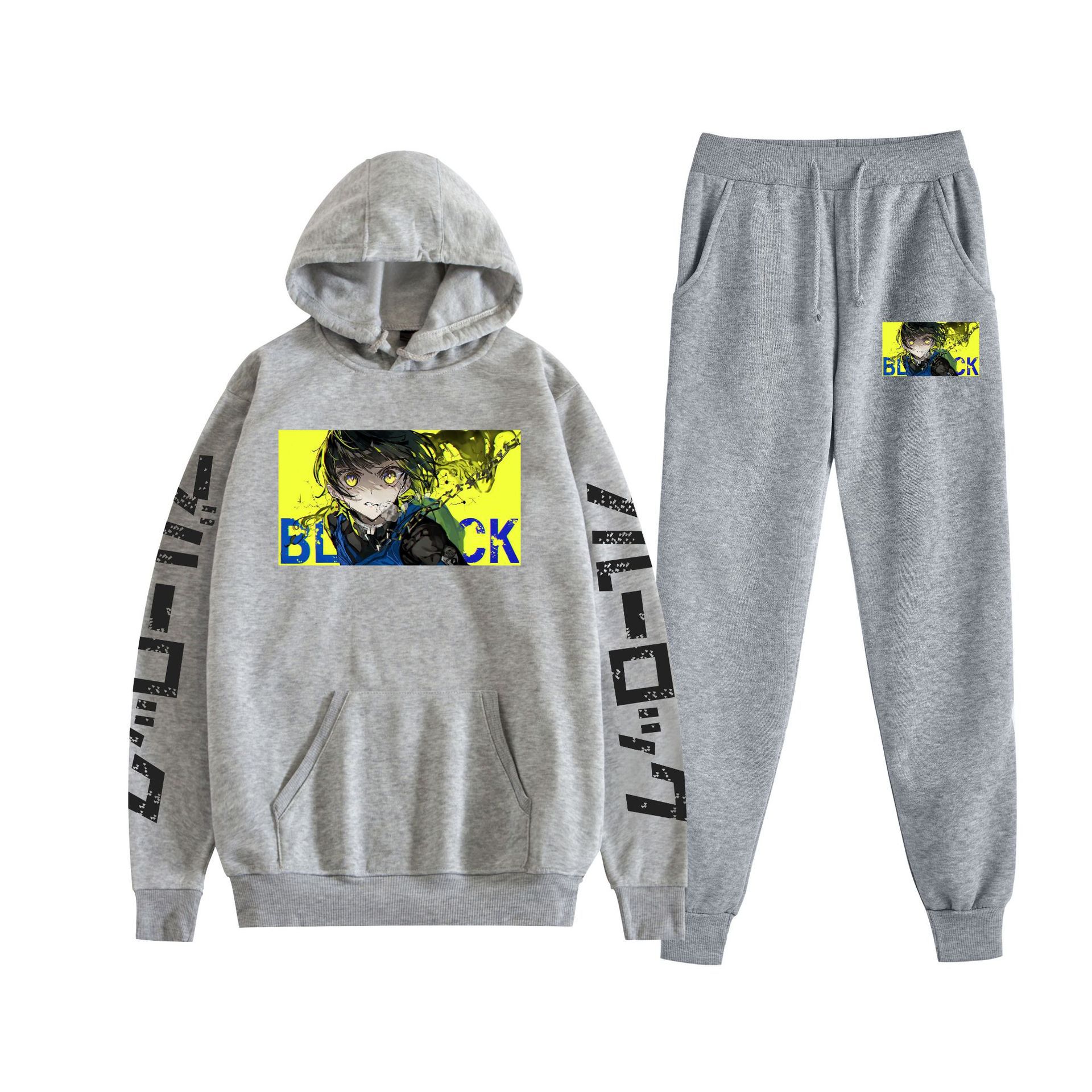 Cross-border BLUE LOCK prisión azul nuevo anime más terciopelo suelto traje de suéter con capucha para hombres y mujeres