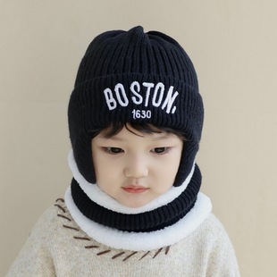 2024 new children's hat scarf two-piece autumn and winter baby knitted hat ins Korean wool hat wholesale