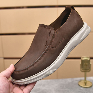 Men's Shoes Spring and Autumn New Single Layer Genuine Leather Business Casual Shoes Top Layer Cowhide Foot Flat Breathable Comfortable Working Leather Shoes
