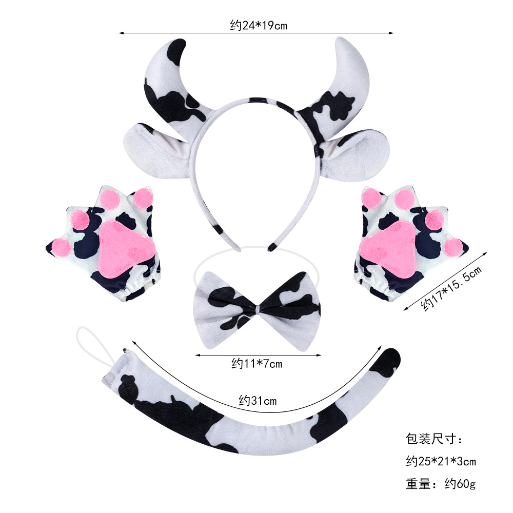 Diadema de Vaca Adorable para Niños, Accesorio de Disfraz de Animal, Diadema de Vaca para Fotos
