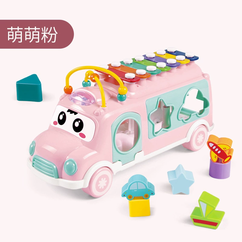 Игрушка-детская музыкальная игрушка Apple Uncle Bus Piano Toy: детский металлофон и ударный инструмент для детей 6 месяцев - 3 лет, розовый или синий