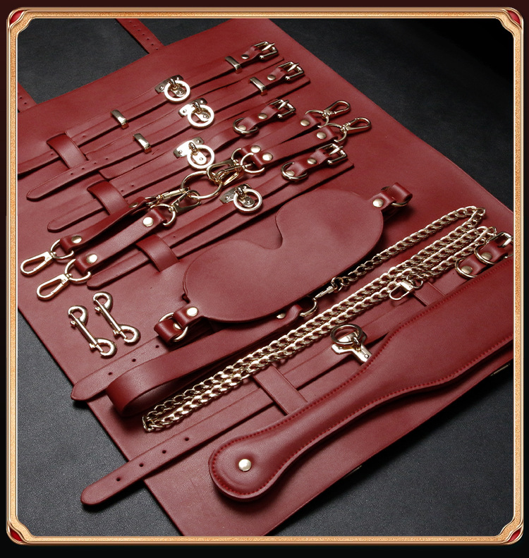 SM Night Knight Couple Interaction Set with Handcuffs, PU Leather Restraints and Intimate Accessories — detail image 38