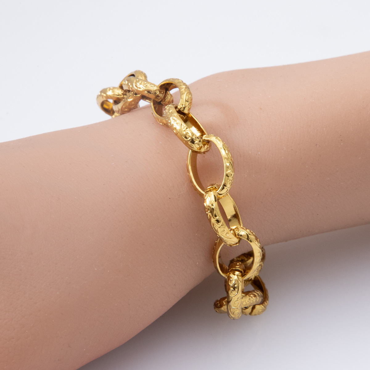 Gold Phoenix Pattern Titanium Bracelet For Women Hip Hop Style_voghion.com