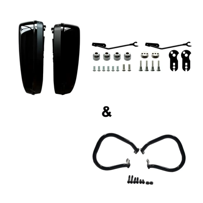 Motorcycle Side Boxes Suitable for Harley Street Bob, Road King, Low Rider S, with Protective Bars (Motorcycle trunk) - street-fighter-side-cases-crash-bars
