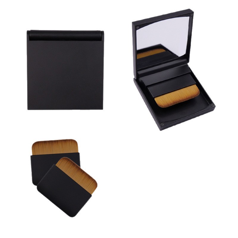 Nuevo cuadrado con base de cepillo caja de almacenamiento con espejo desmontable caja de polvo caja de maquillaje envasado cosméticos cepillo de cabeza plana