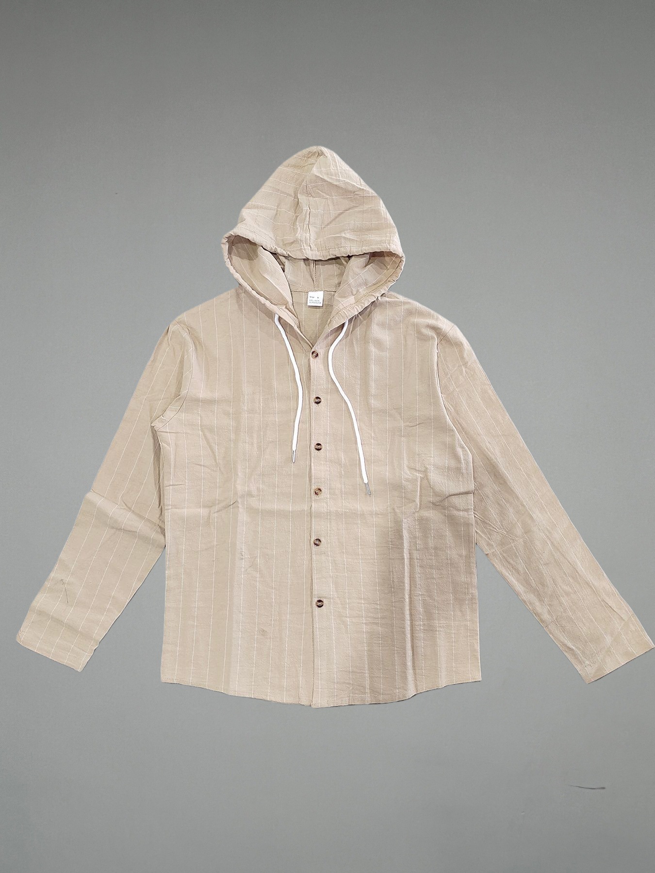 Men's Casual Striped Linen Blend Hooded Shirt Long Sleeve Top_voghion.com