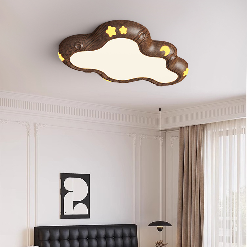 Lámpara de techo de dormitorio de estilo antiguo, luz de habitación de estrellas de nubes, lámpara de habitación para niños de espectro completo simple retro