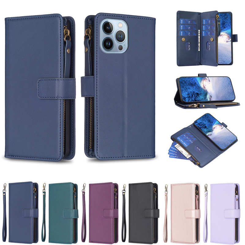 Suitable for Iphone17/16 Mobile Phone Leather Case Apple Multi-Zipper Wallet Leather Case 14Promax Wallet Protection Suitable for Iphone17/16 Mobile Phone Leather Case Apple Multi-Zipper Wallet Leather Case 14Promax Wallet Protection