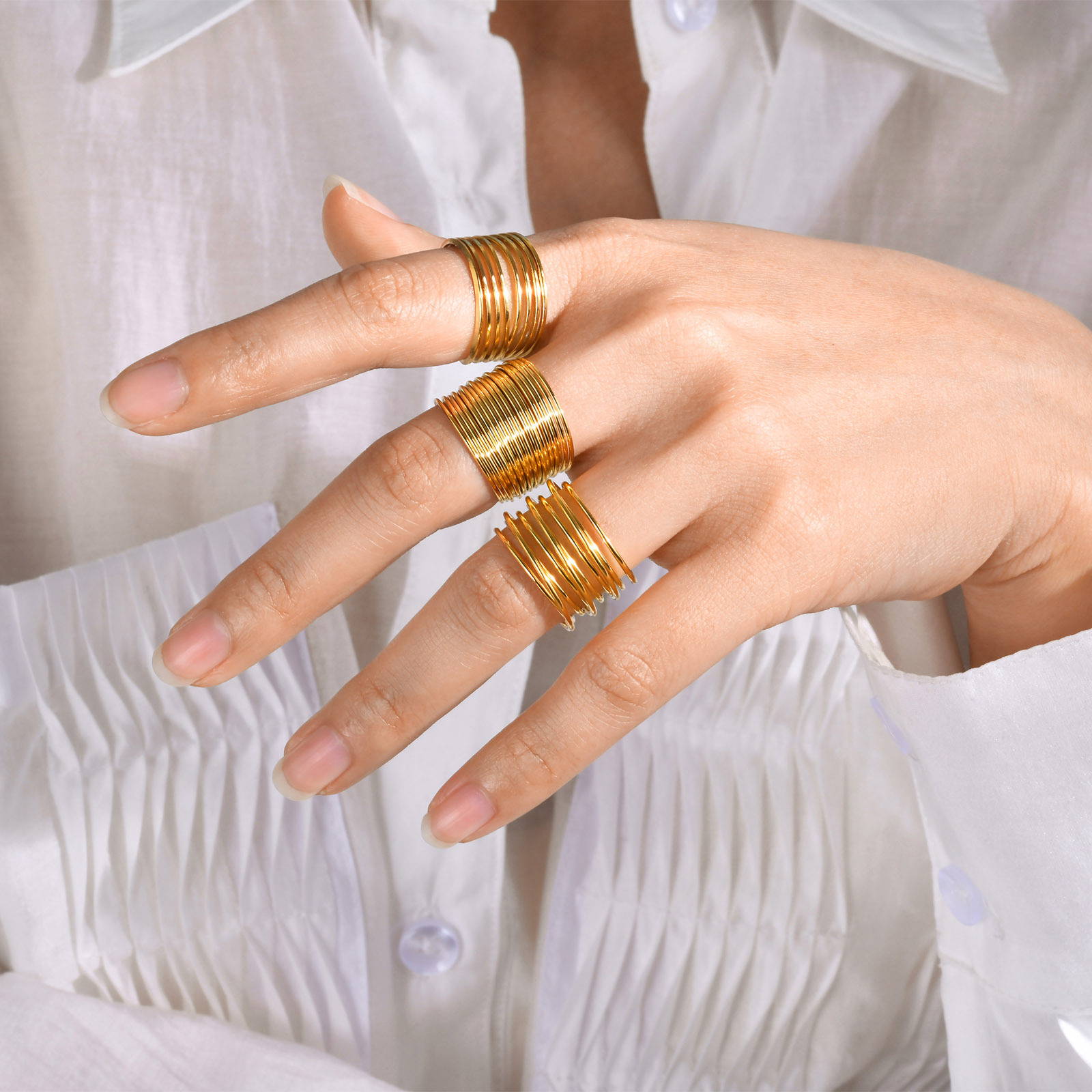 Geometric Gold Stainless Steel Ring 4