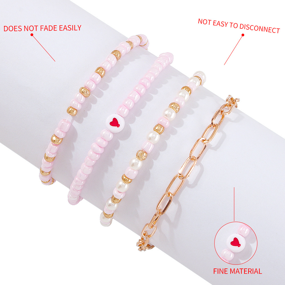Wholesale Jewelry Hollow Chain Hit Color Beaded Bracelet Four-piece Set Nihaojewelry display picture 4