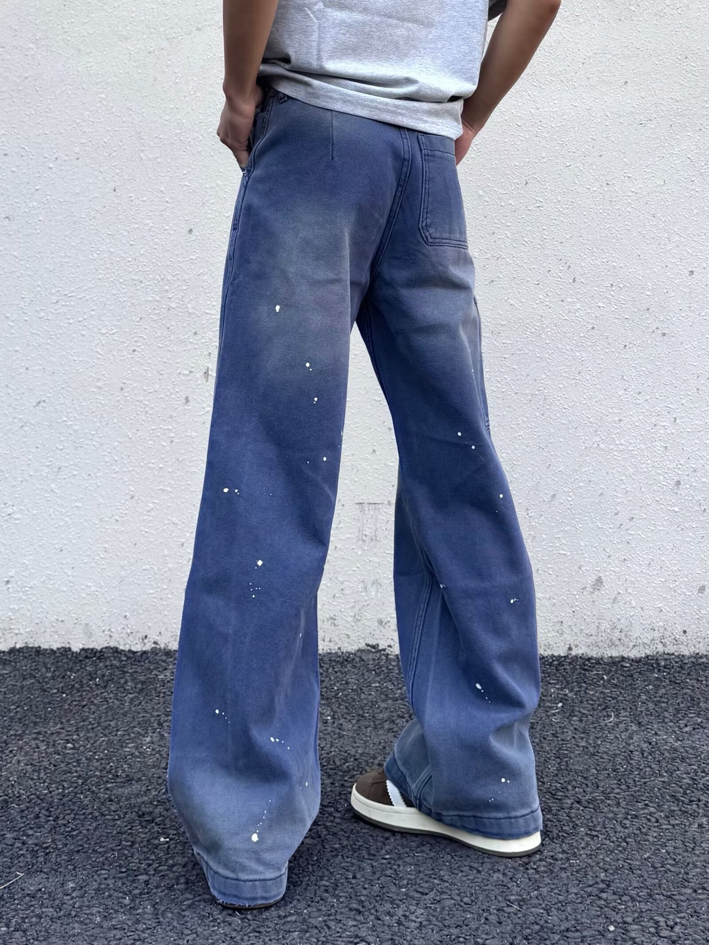 Vintage Washed Distressed Jeans For Men Relaxed Straight Fit_voghion.com