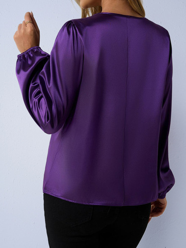 Women's European and American-style autumn satin shirt, 25 spring/autumn new arrival: satin casual long-sleeved shirt.