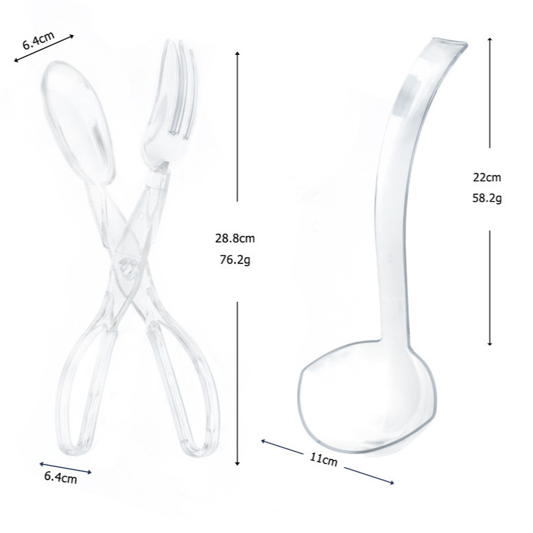 Tenedor de plástico transparente desechable grande endurecido PS set de cubiertos de banquete servicio público clips de cuchara