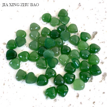 工厂批发 小桃心碧玉戒面 天然和田碧玉心形扑面平底diy裸石配件